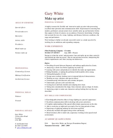 makeup artist resume pdf.